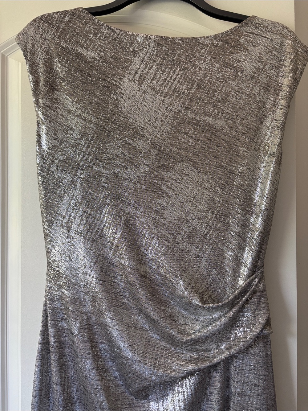 connected apparel Silver Metallic Cowl-Neck Maxi Dress - Picture 4 of 4